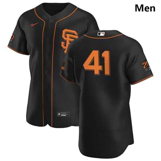 San Francisco Giants 41 Wilmer Flores Men Nike Black Alternate 2020 Authentic 20 at 24 Patch Player MLB Jersey